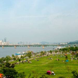 Hangang river in Seoul in summer in South Korea